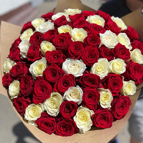 Букет из 51 розы страстный микс - Фото 1