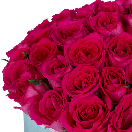 Букет 51 малиновая роза с лавандой - Фото 1
