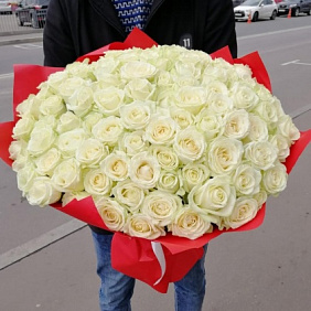 Букет из 101 белые розы