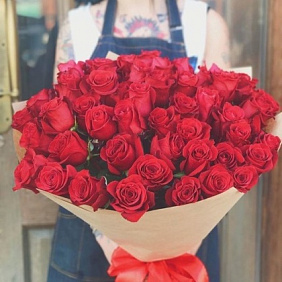 Букет 51 красная роза 60см