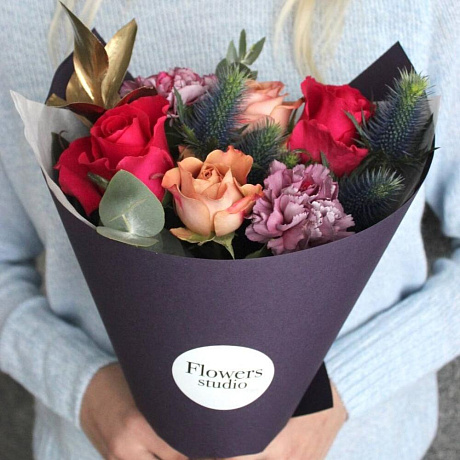 Фиолетовый осенний букет №161 - Фото 1