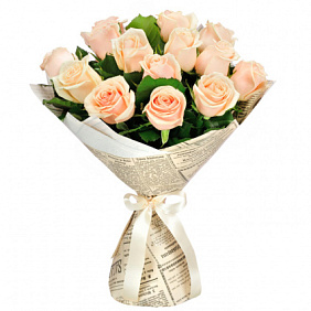 Букет из 15 кремовых роз №160