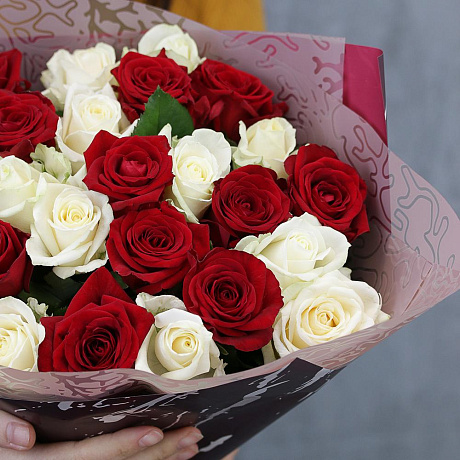 25 роз яркий микс 50 см - Фото 1