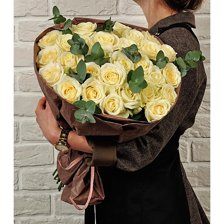 Букет цветов Венеция из 31 бежевой розы - Фото 1