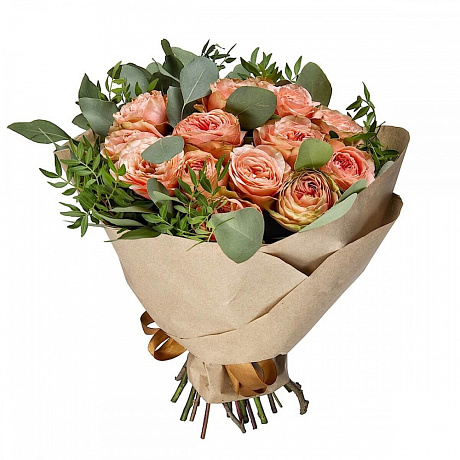 Букет с пионовидными розами Кахала - Фото 1