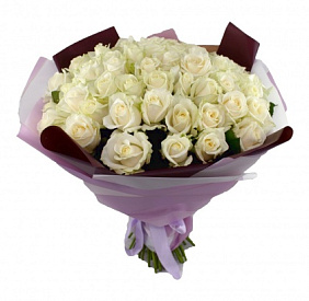 Букет 55 белых роз 40 см Россия