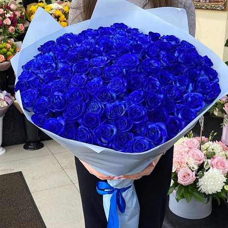 Букет из синих роз №163 - Фото 1