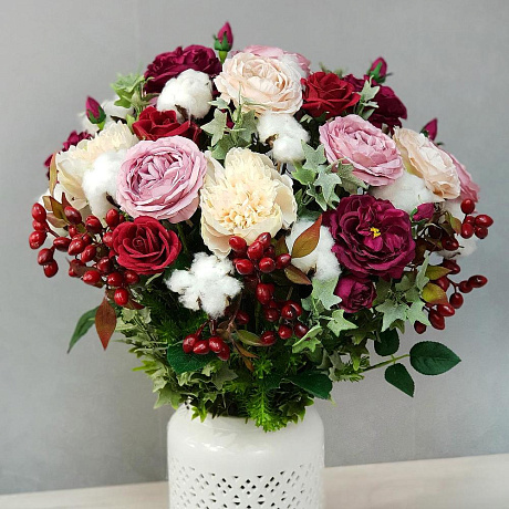 Интерьерный букет из искусственных цветов - Фото 1