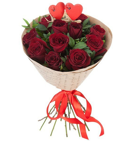 Букет из красных роз С Днем Влюбленных - Фото 1