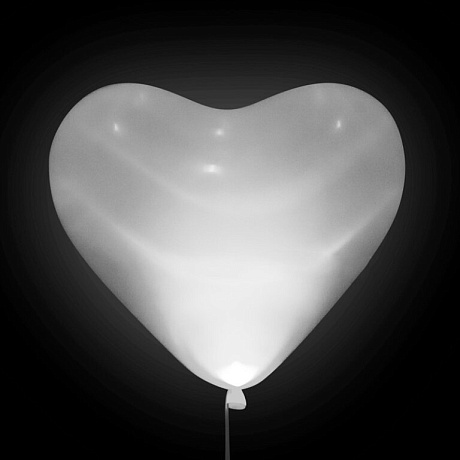 Шар сердце со светодиодом (белое) - Фото 1