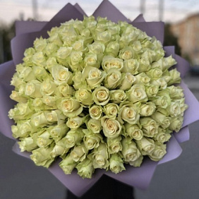 Букет 101белая роза №186