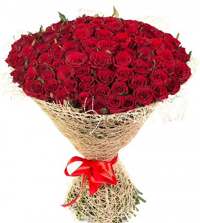 101 красная роза «Ванильное небо» - Фото 1
