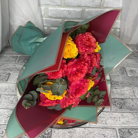 Букет из 15 пионовидных роз №161 - Фото 1