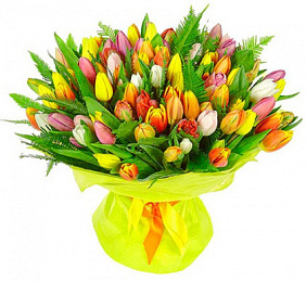 Букет из 101 разноцветного тюльпана