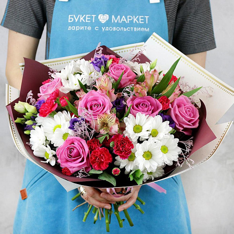 Букет из роз и хризантем №164 - Фото 1