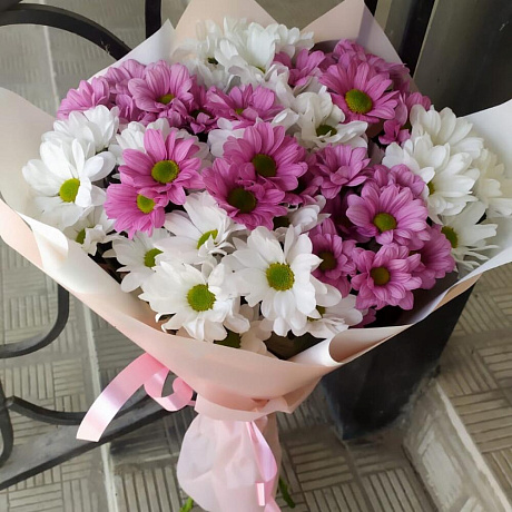 Букет с кустовой хризантемой №2 - Фото 1