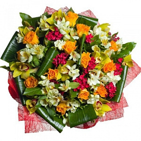 Букет орхидей и альстромерий "Лакомство"