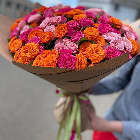 Монобукет из кустовой розы №160 - Фото 1