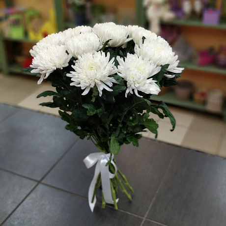 Монобукет из одноголовых хризантем - Фото 1