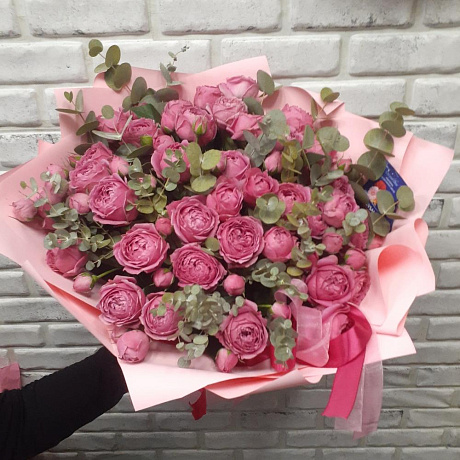 Букет из пионовидных кустовых роз Мисти баблс №162 - Фото 1