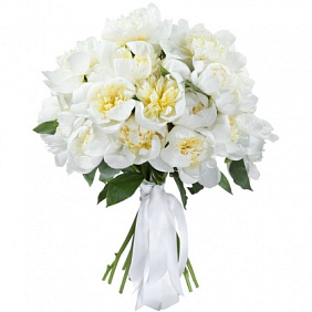 Букет из 15 белых пионов №160