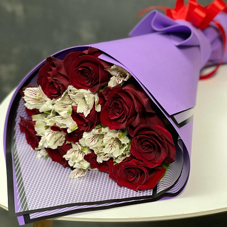 Букет из роз и альстромерий №164 - Фото 1