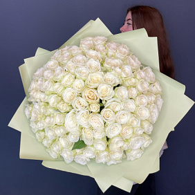 Букет 101 белая роза №13