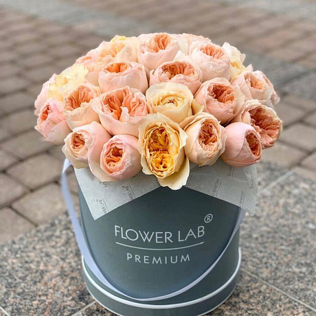 Цветы в коробке Розы Дэвида Остина - Фото 1