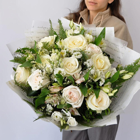 Белоснежный букет цветов №161 - Фото 1