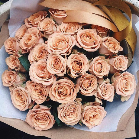 Монобукет роза Капучино 35шт - Фото 1