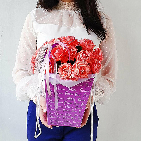 Букет цветов Яркие кораллы №161 - Фото 1