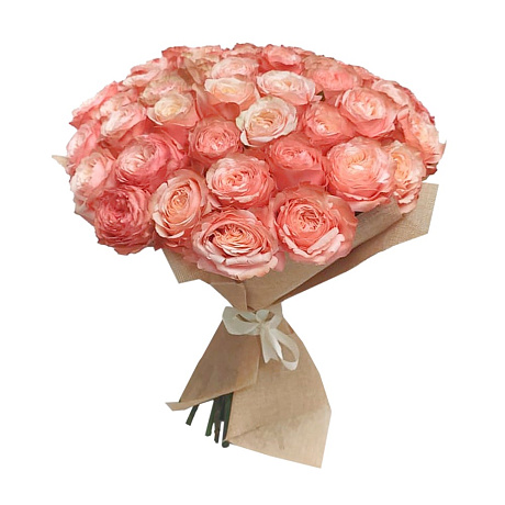 51 пионовидная персиковая роза Премиум - Фото 1