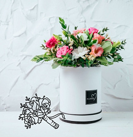 Композиция Шелковый путь в маленькой шляпной коробке