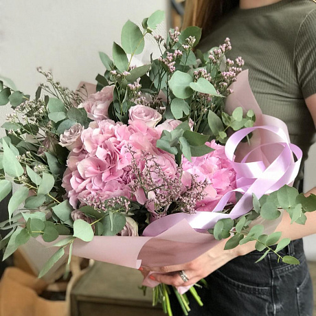 Букет с гортензией №161 - Фото 1