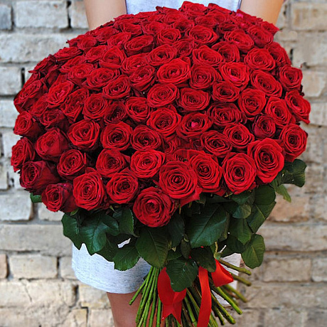 Букет из 101 красной розы №165 - Фото 1