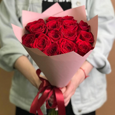 Букет из 15 красных роз (40см) - Фото 1