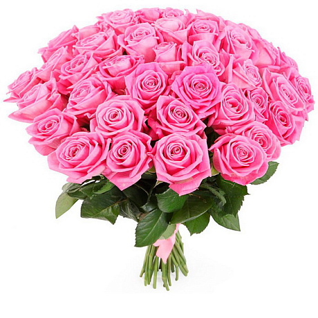 Букет из 101 розовой розы под ленту - Фото 1