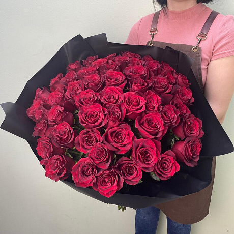 Букет из 51 красной розы 60 см - Фото 1