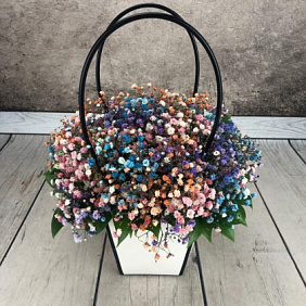 Сумка с цветами крафт Радуга