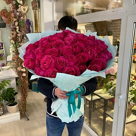 Монобукет 51 роза Pink Floyd 70см