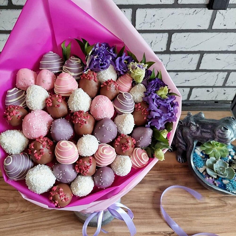 Букет с клубникой в шоколаде №162 - Фото 1