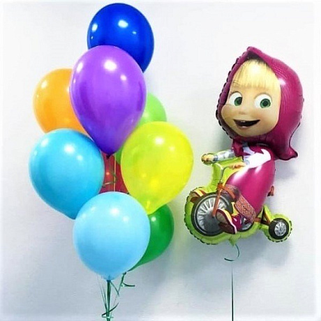 Композиция из шаров Воздушная Маша на велосипеде - Фото 1