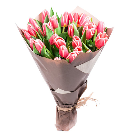 Букет из 29 розовых тюльпанов - Фото 1