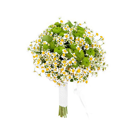 Букет невесты из ромашек, хризантем и рускуса - Фото 1
