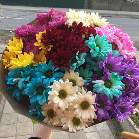 Букет хризантем «Яркий микс» №161 - Фото 1