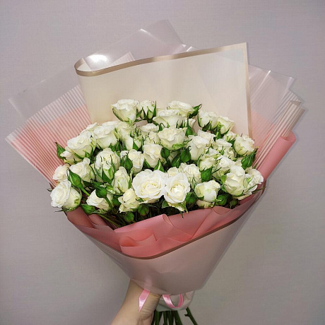 Букет из 15 кустовых розовых роз №163 - Фото 1