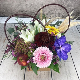 Сумка крафт с цветами "Встреча"