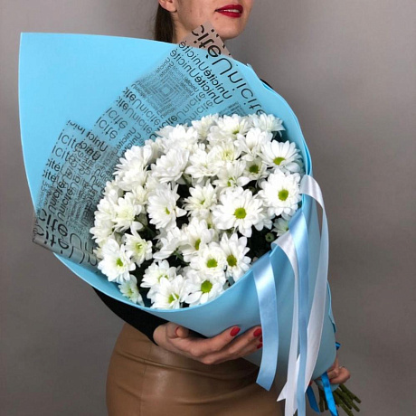 Букет из белых хризантем №168 - Фото 1