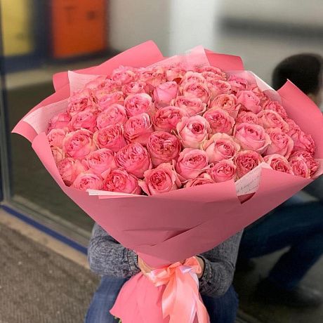 Букет из 75 пионовидных роз - Фото 1