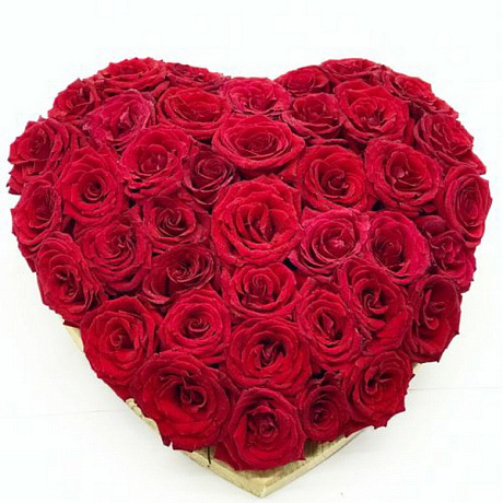 Букет из 3D 201 обьемной красной розы сердцем - Фото 1